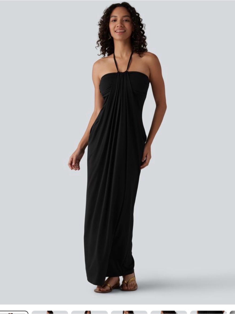 HALARA Black Strapless Halter Maxi Dress